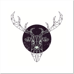 Geometric Deer (Dark Version) Posters and Art